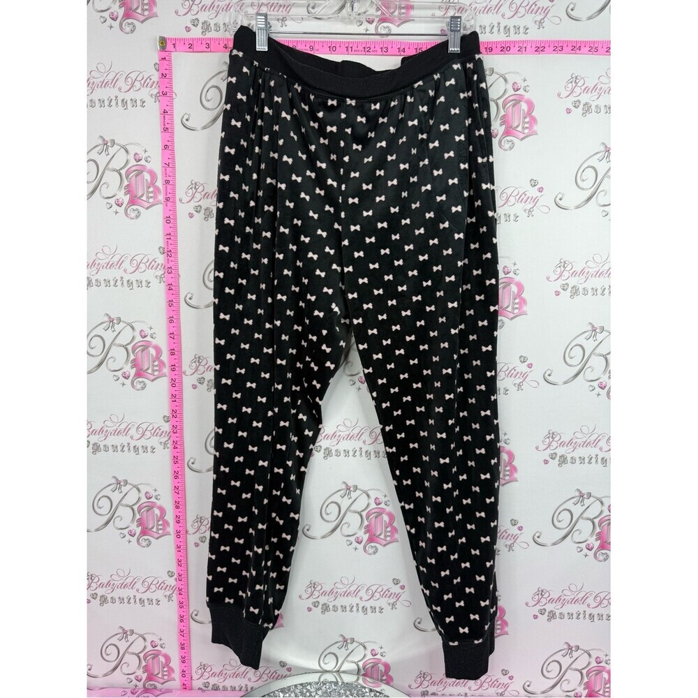 kate spade Black Jogger Pants with Pink Bow Print